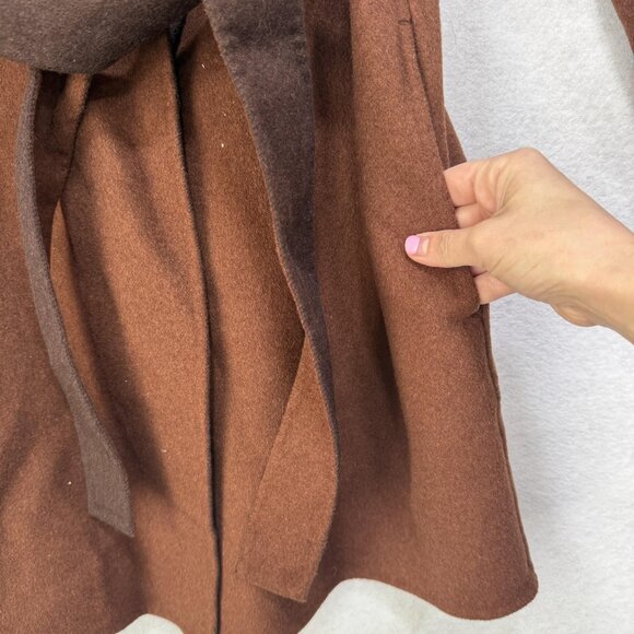 Tahari Coat Womens Medium Wool Blend Wrap Belted Collar Pockets Fall Jacket - Picture 5 of 10